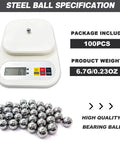 100 Pieces Chrome Steel Bearing Balls Approximately 13mm Diameter with weight details on scale for DIY projects.
