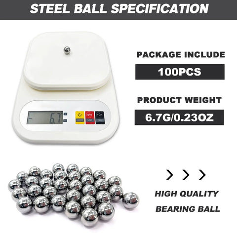 100 Pieces Chrome Steel Bearing Balls Approximately 13mm Diameter with weight details on scale for DIY projects.