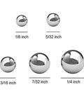 Assorted Bicycle Bearing Balls Chrome Steel One Eighth Inch Five Thirty Second Inch Three Sixteenth Inch Seven Thirty Second Inch One Quarter Inch
