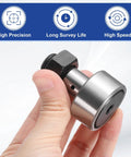 Hand holding Heavy Duty Cam Follower Track Runner Bearings CF16 KR35 PPX Chrome Steel Needle Roller Stud with M16x1.5mm Thread