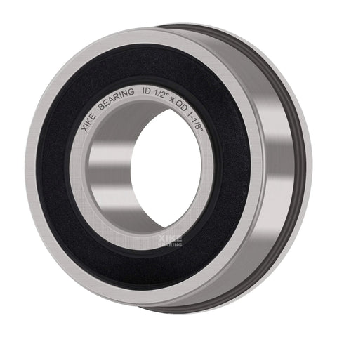 Flanged Ball Bearing Set For One Half Inch Shaft And One And One Eighth Inch Hub, 10 Pack Chrome Steel Bearings With Seal