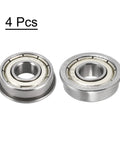 Flanged Ball Bearing 1 Quarter By 5 Eighth By 0.196 Inch Double Shielded Chrome Steel FR4ZZ, Flange Bearings with 17.5mm Dia, 4 Pack