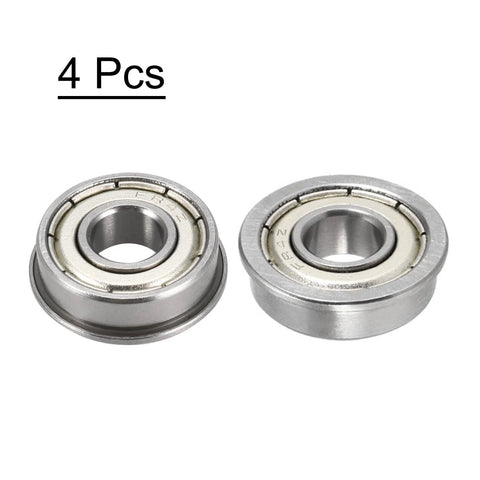 Flanged Ball Bearing 1 Quarter By 5 Eighth By 0.196 Inch Double Shielded Chrome Steel FR4ZZ, Flange Bearings with 17.5mm Dia, 4 Pack