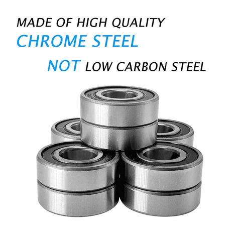Half Inch Bore R8-2RS Double Sealed Ball Bearings For Electric Motors, Wheels, Home Appliances, And Garden Machinery, 10 pack.