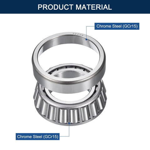 Two Pack 32209 Tapered Roller Bearing Cone And Cup in chrome steel GCr15, 45 mm bore and 85 mm outer diameter, ABEC3, pre-lubed