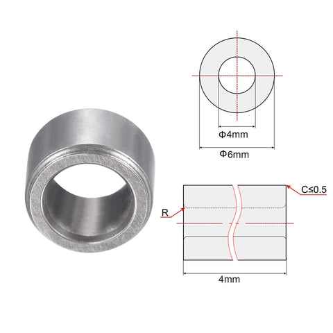 Chrome Steel Oilless Sleeve Bearings 4mm Bore 6mm Outer Diameter 4mm Length Set Of 6 High Load Capacity Wear Resistant Vibration Reduction