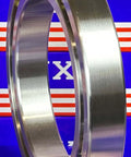 VG047CP0 Thin Section Bearing 4-3/4" x 6-3/4" x 1 inch side view showing chrome steel design and brass cage.
