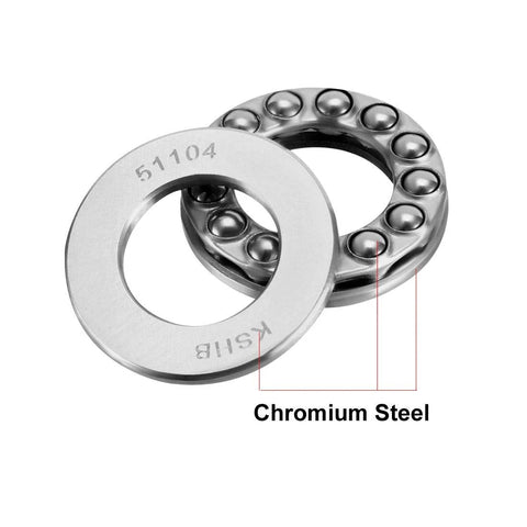 Beefy Thrust Ball Bearing 20mm Bore 35mm OD 10mm Thick Chrome Steel 52100 One-Way Rolling Direction 2-Pack Uxcell 51104 close-up image