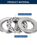 Premium Chrome Steel Thrust Ball Bearing Set For Machinery And Hobby Projects 25mm Bore showing material and numbers