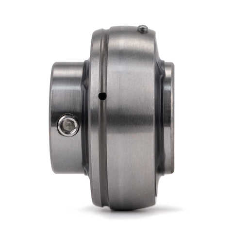 Side view of Chrome Steel Insert Ball Bearings UC201-8 Bore Half Inch Sealed with set screw, for housing support and longevity.