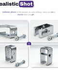 Chrome plated strut channel trolley track hanger bracket offers rugged load support, rust resistance, with screws for installation.