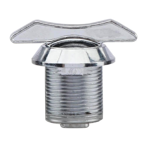 Effortless, keyless access with a thumb operated offset cam lock for RVs, campers, storage cabinets, drawers, and mailboxes; simply turn the wing handle to lock or unlock, compact 19x16mm size, color S.