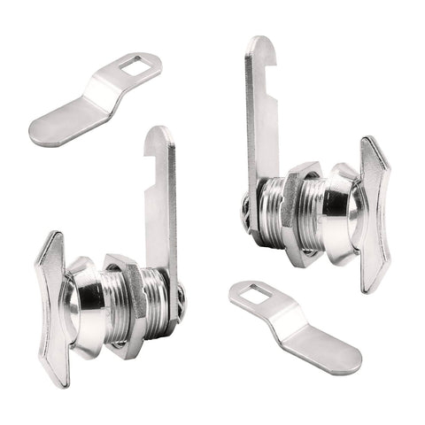 Two Pack 5/8 Inch Thumb Operated Offset Cam Locks Chrome Non Locking Cabinet Latch Keyless Twist Replacement Lock