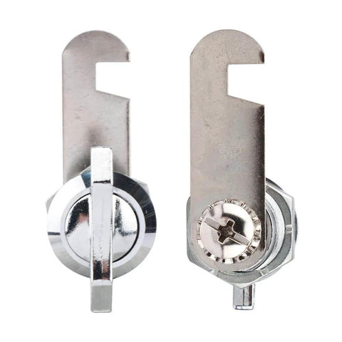 Effortless, keyless access with a thumb operated offset cam lock for RVs, campers, storage cabinets, drawers, and mailboxes; simply turn the wing handle to lock or unlock, compact 19x16mm size, color S.