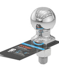 Chrome Trailer Hitch Ball For 2-Inch Couplers, 3500 Lbs Tow Capacity, hot forged steel, corrosion resistant, with shank and label