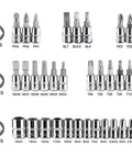 46-Piece Car, Bike And Motorcycle Repair Tool Set Pro-Grade, Heavy-Duty Home DIY Kit In Red showing various drill bit sizes