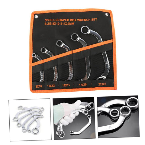 5-Piece Socket Spanner Set In Chrome-Vanadium Steel With Double Box End Wrenches For Emergency Repairs