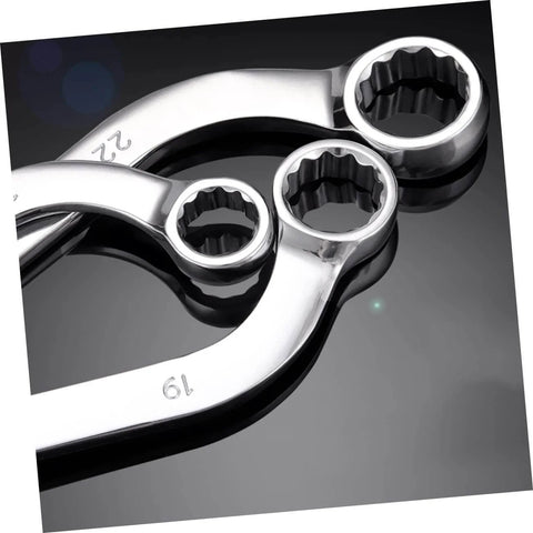 Close-up view of 5-Piece Socket Spanner Set In Chrome-Vanadium Steel With Double Box End Wrenches for auto maintenance.