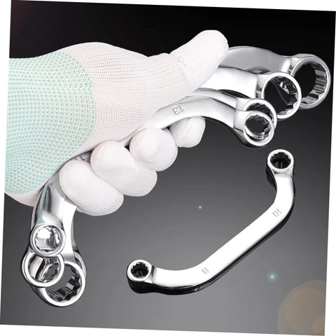 Hand holding Five Piece Volt Socket Spanner Set With Chrome-Vanadium Steel Double-Ended Box Wrenches for repair work.