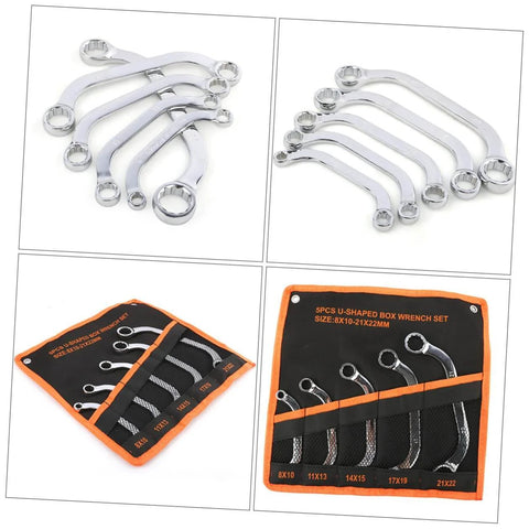 Five Piece Volt Socket Spanner Set With Chrome-Vanadium Steel Double-Ended Box Wrenches in pro-grade tool kit pouch