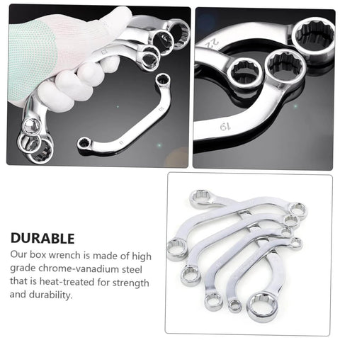 Five Piece Volt Socket Spanner Set With Chrome-Vanadium Steel Double-Ended Box Wrenches shown from various angles