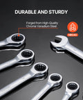 Go To Eight Piece Metric Ratcheting Wrench Set With Organizer Rack Cr V Steel 8 mm to 19 mm 72 Tooth Ratcheting Quick Release Wrenches