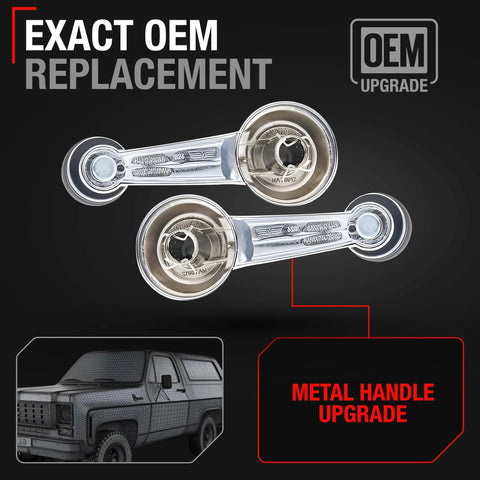 Chrome Window Crank Handle Set For Front And Rear Doors With Black Knob - OEM Replacement 1732326 20348200 76912 image