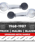 Chrome Window Crank Handle Set For Front And Rear Doors With Black Knob - OEM Replacement 1732326 20348200 76912