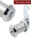 Cam Lock Set For Cabinets With Keyed Alike One And One Eighth Inch Cylinder For File Cabinets Lockers Mailboxes Drawers And Tool Boxes Made From Chrome Plated Zinc Alloy Corrosion Resistant And Durable Security, close-up view