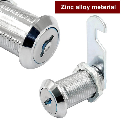 Cam Lock Set For Cabinets With Keyed Alike One And One Eighth Inch Cylinder For File Cabinets Lockers Mailboxes Drawers And Tool Boxes Made From Chrome Plated Zinc Alloy Corrosion Resistant And Durable Security, close-up view