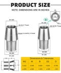 Product size chart for 3/4 Heim Joint Rod End Kit with Left and Right Hand Threads, .750 Chromoly Panhard Joints Set, dimensions in inches