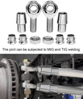 3/4 Heim Joint Rod End Kit with Left and Right Hand Threads, installed in vehicle steering and suspension, MIG and TIG weldable
