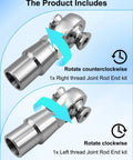 7/8 x 7/8-14 Heim Joint Rod End Kit with Right and Left Hand Threads, showing chromoly material and rotation direction