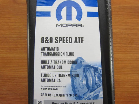 Chrysler Dodge Jeep Ram 8 And 9 Speed Automatic Transmission Fluid New OEM Genuine ATF For 8 And 9 Speed Transmissions Part 68218925AB bottle