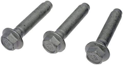 Front Wheel Hub Bolt 3-Pack provides direct replacement fasteners for Chrysler and Dodge models, shown in metal, close-up view.