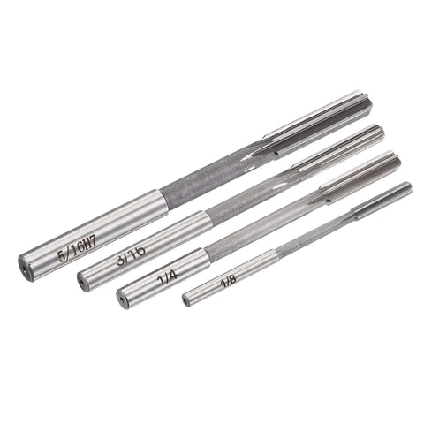 Pro Grade Chucking Reamer Set For Precision Bore Machining With High Speed Steel Four Piece Reamer Set In Sizes 1/8 Inch 3/16 Inch