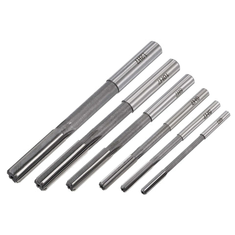 Chucking Reamer Set For Lathe And Milling Machines, Pro Grade High Speed Steel Straight Flute Reamers, H7 Tolerance, 4mm to 12mm, 6 Piece Kit