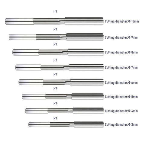 8 Piece Chucking Reamer Set for Lathe Machines With HSS M35 Cobalt, Sizes 3mm to 10mm, 6 Straight Flute Milling Reamers
