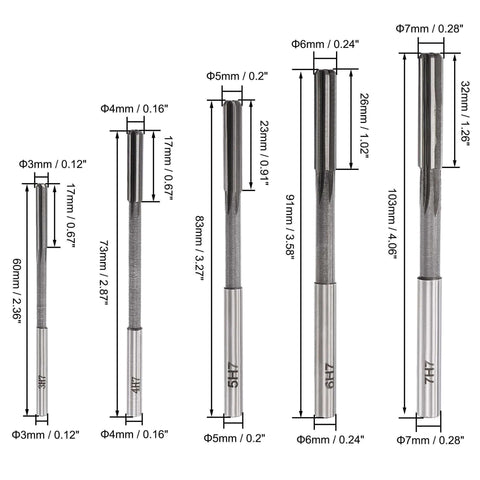 Chucking Reamer Set For Lathe Machines With Straight Flute Milling Reamers In High Speed Steel H7 Tolerance 3mm To 12mm 10 Pieces