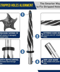 Five Piece Chucking Reamer Set In High Speed Steel For Metal Wood And Plastic With Spiral Flute Delivers Smooth Precise Hole Enlargement Without Chatter Or Burrs Ideal For Bridge Work And Diy Projects Enlarge Holes From Three Eighths To One Inch shown with features like precision tip and guide section.
