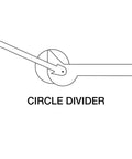 Diagram of circle divider function of compact stainless steel 6 in 1 pocket ruler and gauge with etched 64ths and millimeters.