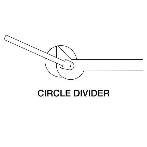 Diagram of circle divider function of compact stainless steel 6 in 1 pocket ruler and gauge with etched 64ths and millimeters.