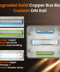 9 Way DIN Rail Circuit Breaker Box With UL94 V0 PC ABS Enclosure featuring upgraded copper bus bars and DIN rail