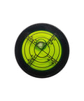Pro grade aluminum bubble level with 1.2 inch circular dial, featuring green liquid and scratch-resistant shell for precise horizontal alignment.