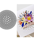 Circular Dot Background Die For Card Making And Scrapbooking Metal Cutting Dies Set shown with floral card design example