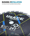 Saw Blade Bushing Set And Arbor Spacer Kit Reduction Ring Bundle with installation guide on circular saw blade