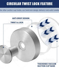 Circular twist lock feature with anti-drop design and vacuum suction base illustration