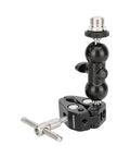 Dual 360 Degree Mini Ball Head Microphone Clamp Set with 5/8-27 Mic Screw Mounts, Aluminum Alloy, Stainless Steel, 0.4-2 Inch Range
