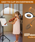 This clamp-on desk light with a 15.8 inch flexible silicone arm provides 3 color modes and 10 brightness levels for focused reading, studying, and crafts at a desk, headboard, or dorm, ideal for kids and late-night book sessions, clipped to a music stand.
