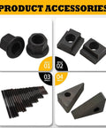 Accessories for T slot hold-down clamp kit including nuts, bolts, and clamps for securing workpieces on machine tools and lathes.